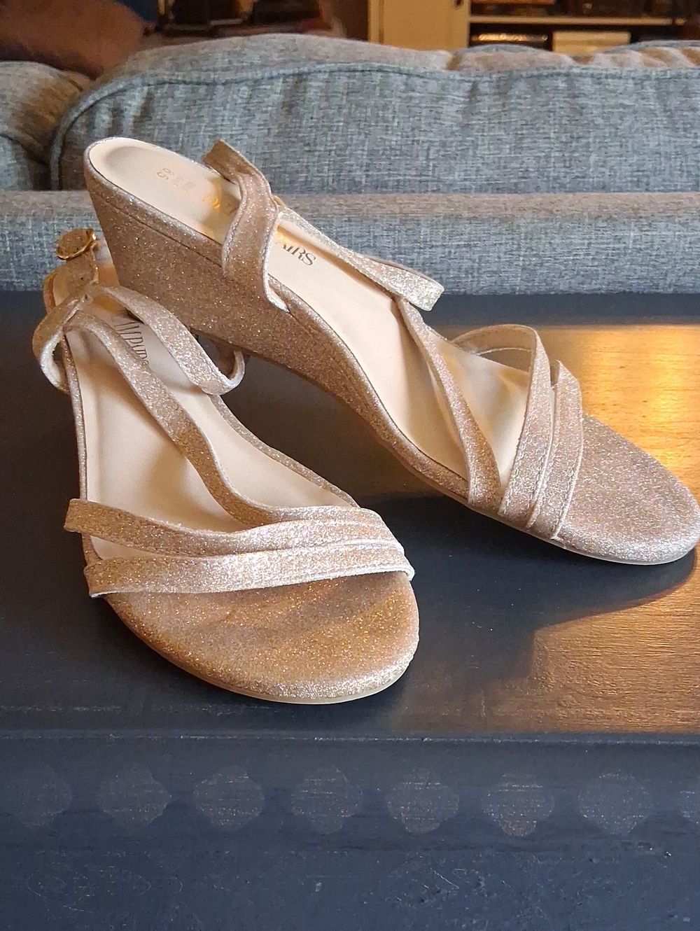 Dream Pairs Glitter Strappy Sandals — Gold